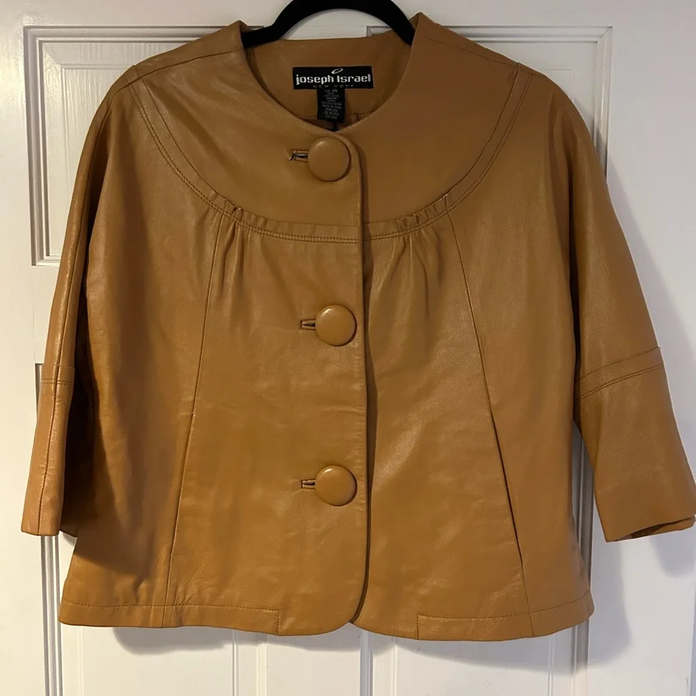 Joseph Israel New York Camel Lamb Leather Swing Jacket – XS